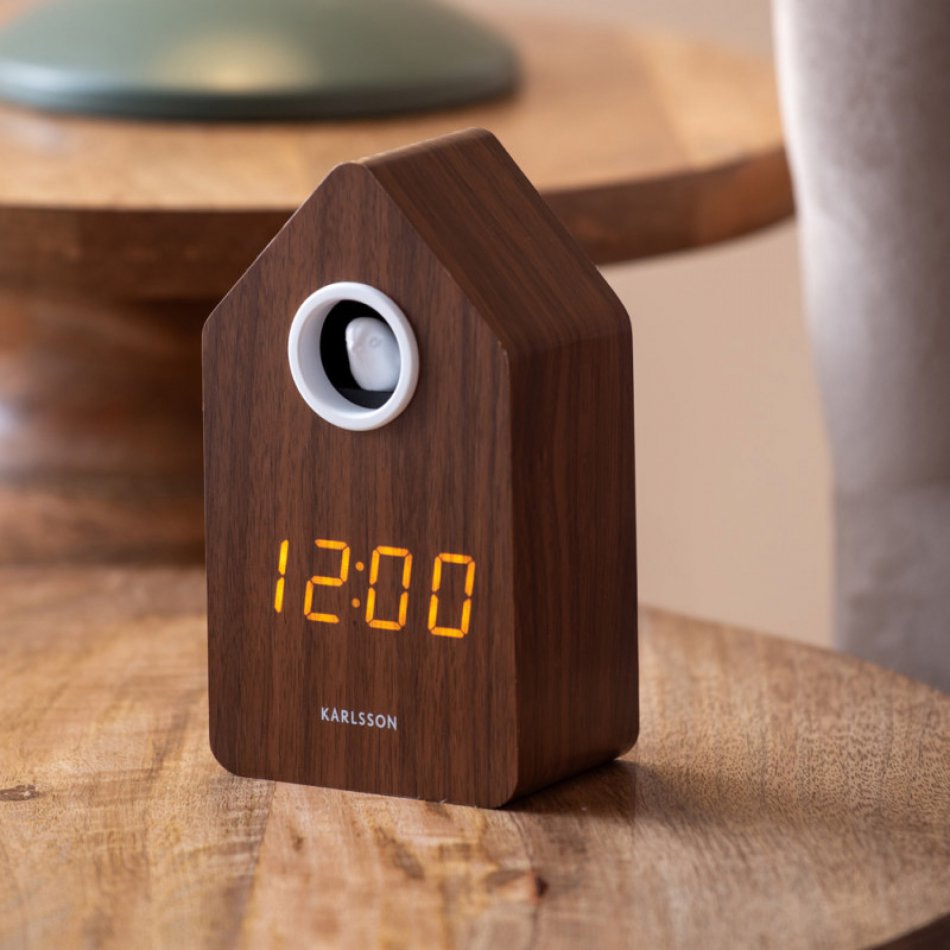 Alarm Clock Cuckoo Led Dark wood veneer