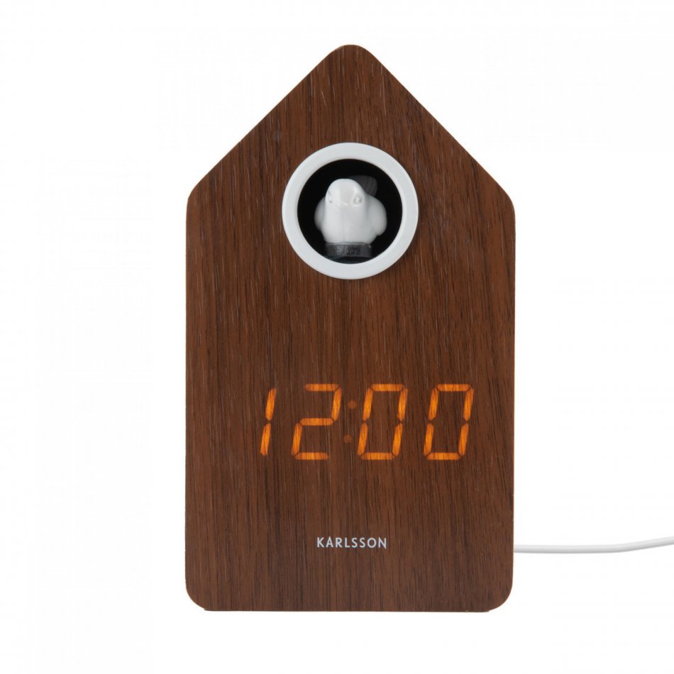 Alarm Clock Cuckoo Led Dark wood veneer